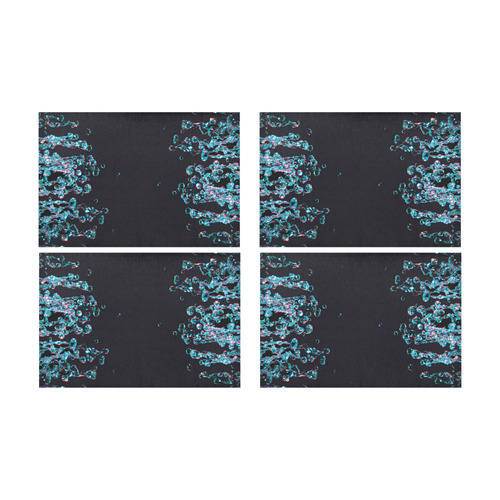 Blue Bubbles on Black Background Photo Placemat 12’’ x 18’’ (Set of 4)