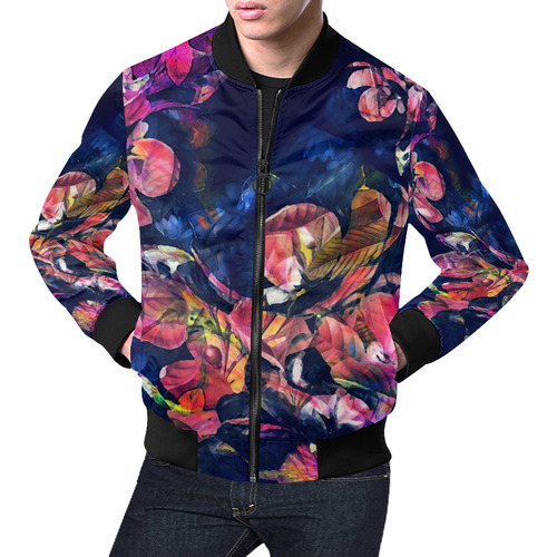 flowers All Over Print Bomber Jacket for Men (Model H19)