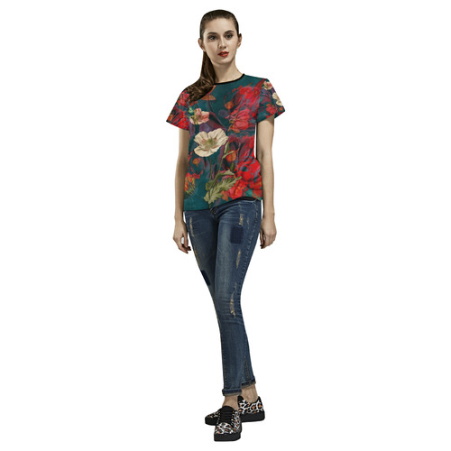 flora 3 All Over Print T-shirt for Women/Large Size (USA Size) (Model T40)