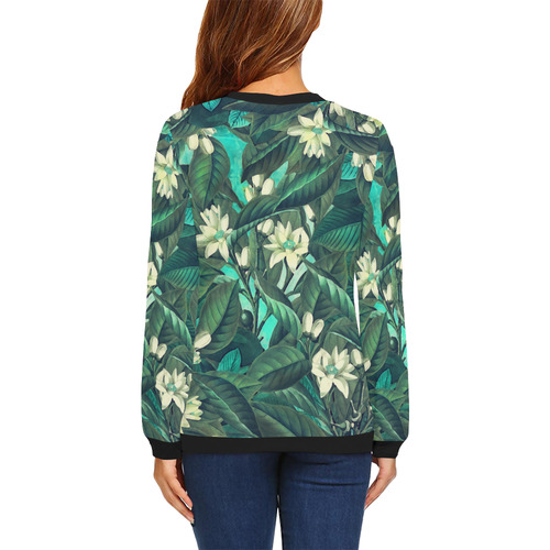 flowers All Over Print Crewneck Sweatshirt for Women (Model H18)