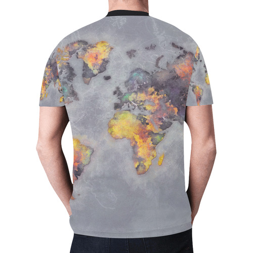 world map grey #map #worldmap New All Over Print T-shirt for Men (Model T45)