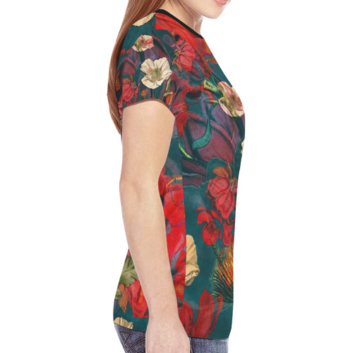 flora 3 New All Over Print T-shirt for Women (Model T45)