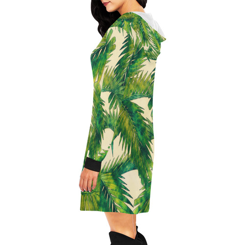 palms All Over Print Hoodie Mini Dress (Model H27)