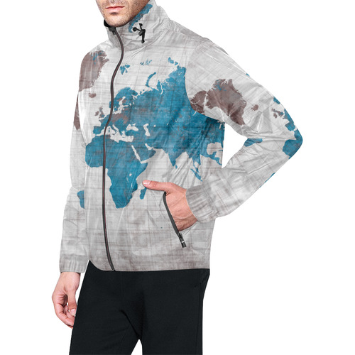 world map Unisex All Over Print Windbreaker (Model H23)