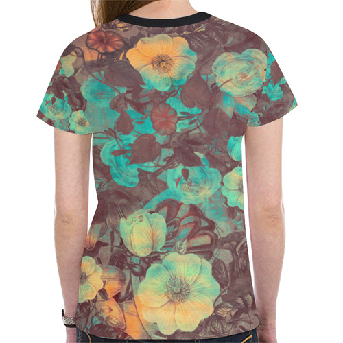 flowers New All Over Print T-shirt for Women (Model T45)