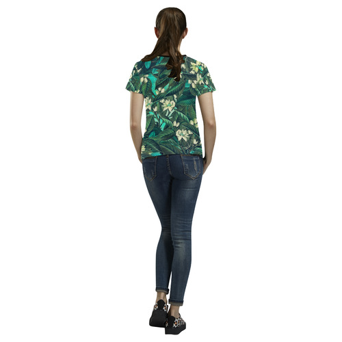 flowers All Over Print T-shirt for Women/Large Size (USA Size) (Model T40)