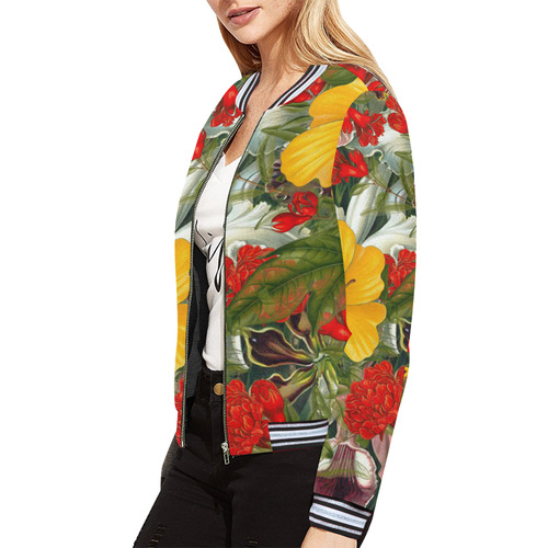 flora 1 All Over Print Bomber Jacket for Women (Model H21)