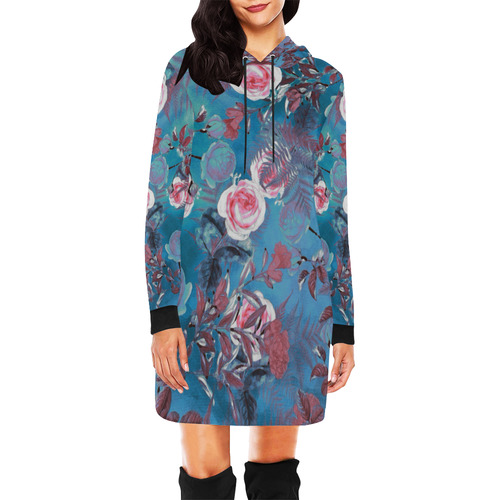 flowers 4 All Over Print Hoodie Mini Dress (Model H27)