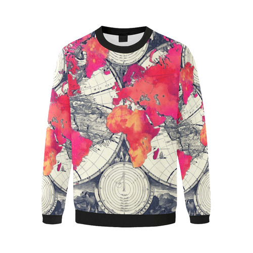 world map 28 Men's Oversized Fleece Crew Sweatshirt (Model H18)