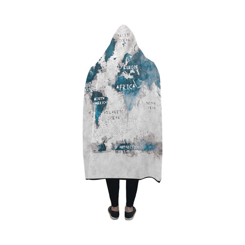 world map OCEANS and continents Hooded Blanket 50''x40''