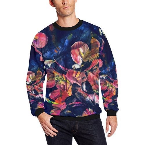 flowers All Over Print Crewneck Sweatshirt for Men/Large (Model H18)