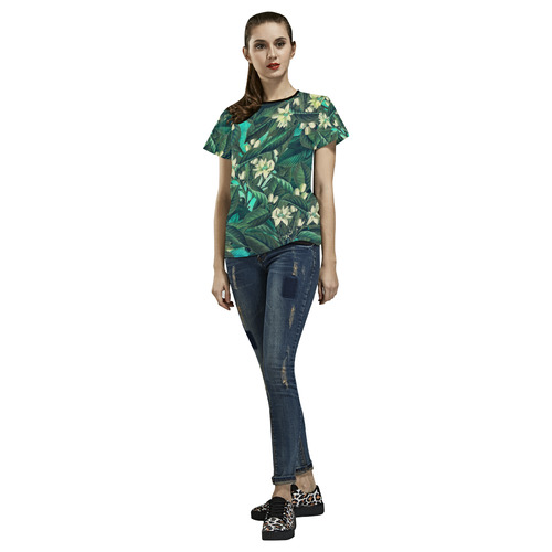 flowers All Over Print T-shirt for Women/Large Size (USA Size) (Model T40)