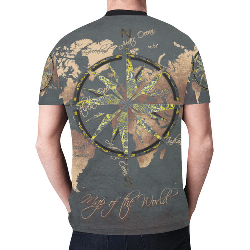 world map wind rose #map #worldmap New All Over Print T-shirt for Men (Model T45)