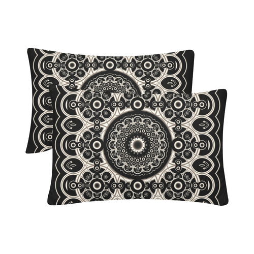 Black Lace Mandala Custom Pillow Case 20"x 30" (One Side) (Set of 2)