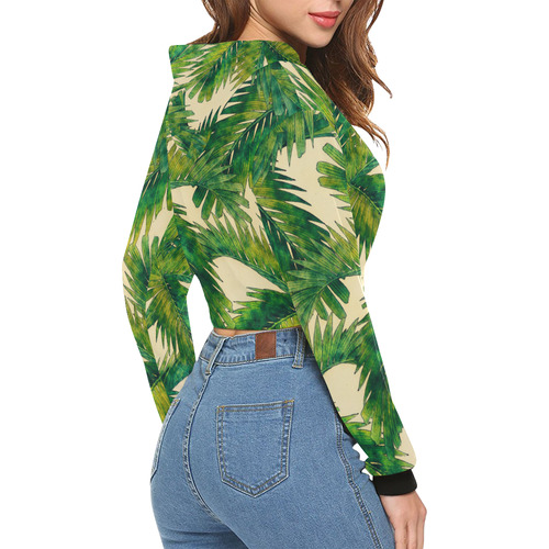 palms All Over Print Crop Hoodie for Women (Model H22)