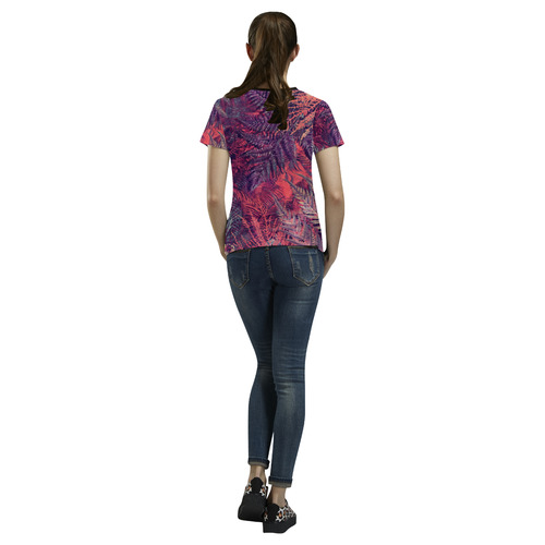 flowers All Over Print T-shirt for Women/Large Size (USA Size) (Model T40)