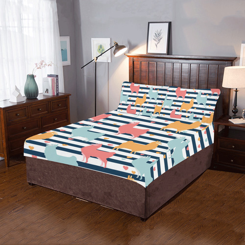 Cute Llama Pattern 3-Piece Bedding Set