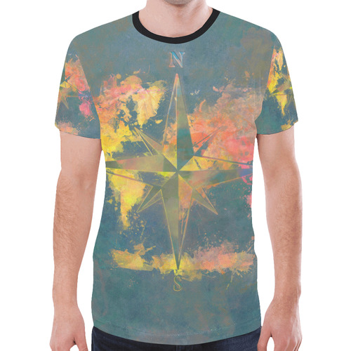 world map wind rose #map #worldmap New All Over Print T-shirt for Men (Model T45)