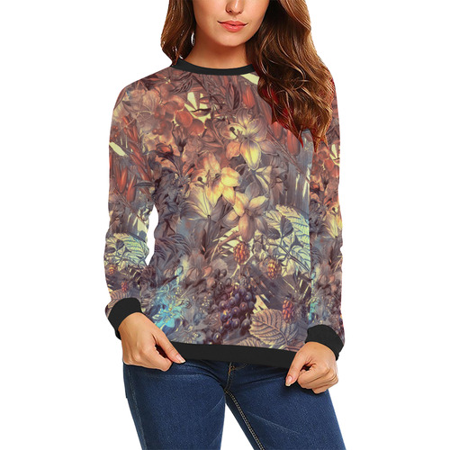 flowers All Over Print Crewneck Sweatshirt for Women (Model H18)