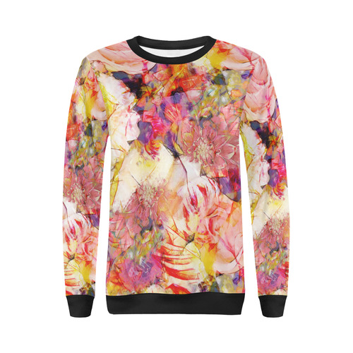 flora 5 All Over Print Crewneck Sweatshirt for Women (Model H18)