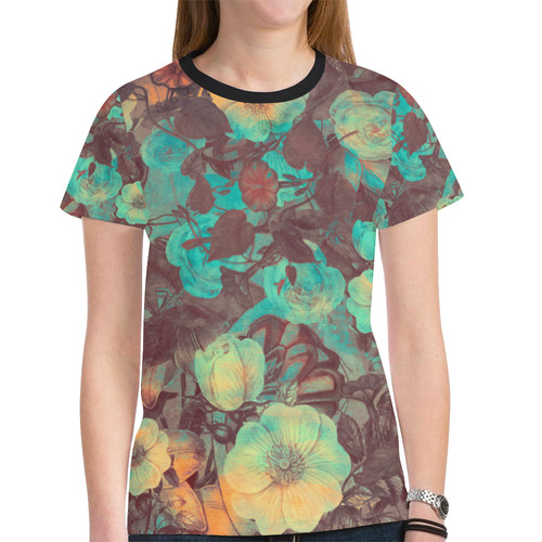 flowers New All Over Print T-shirt for Women (Model T45)