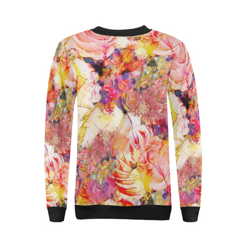 flora 5 All Over Print Crewneck Sweatshirt for Women (Model H18)