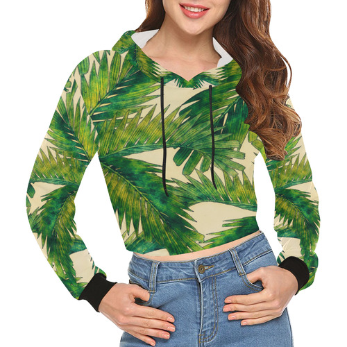 palms All Over Print Crop Hoodie for Women (Model H22)