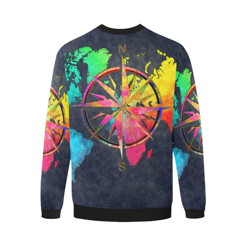 world map wind rose #map #worldmap Men's Oversized Fleece Crew Sweatshirt (Model H18)