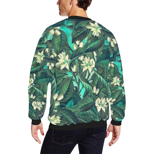 flowers Men's Oversized Fleece Crew Sweatshirt/Large Size(Model H18)