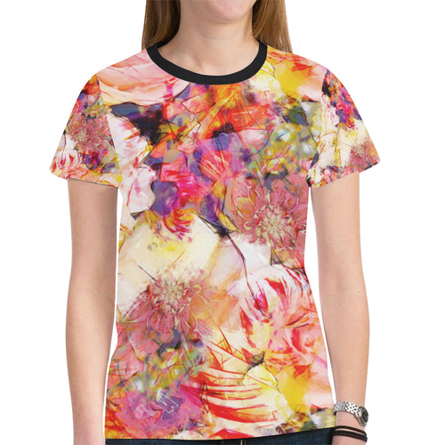 flora 5 New All Over Print T-shirt for Women (Model T45)