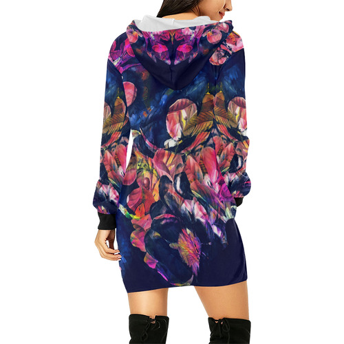 flowers All Over Print Hoodie Mini Dress (Model H27)