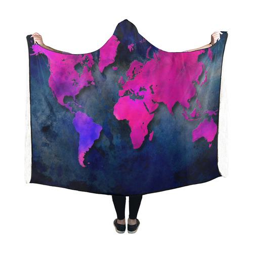 world map 14 Hooded Blanket 60''x50''