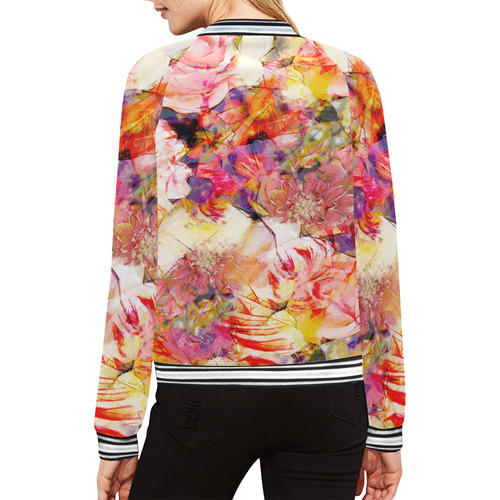 flora 5 All Over Print Bomber Jacket for Women (Model H21)