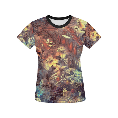 flowers All Over Print T-shirt for Women/Large Size (USA Size) (Model T40)