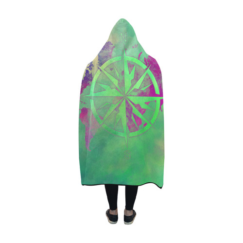 world map wind rose #map #worldmap Hooded Blanket 60''x50''