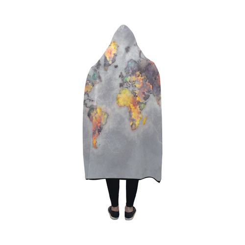 world map grey #map #worldmap Hooded Blanket 50''x40''