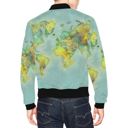 world map green #map #worldmap All Over Print Bomber Jacket for Men (Model H19)