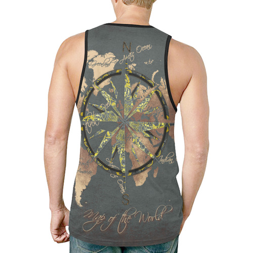 world map wind rose #map #worldmap New All Over Print Tank Top for Men (Model T46)