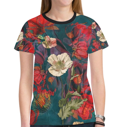 flora 3 New All Over Print T-shirt for Women (Model T45)