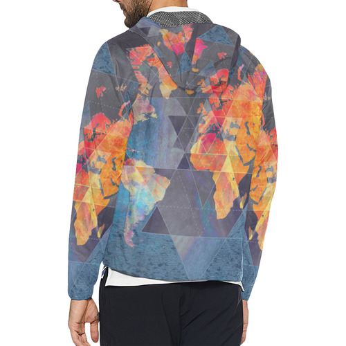 world map Unisex All Over Print Windbreaker (Model H23)