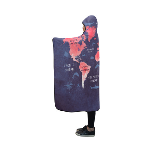 world map Hooded Blanket 50''x40''