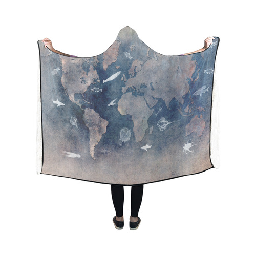 world map 26 Hooded Blanket 50''x40''