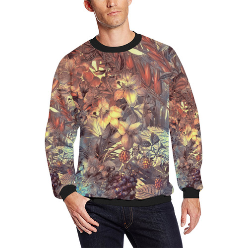 flowers Men's Oversized Fleece Crew Sweatshirt (Model H18)