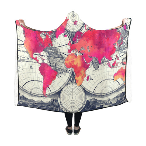 world map 28 Hooded Blanket 60''x50''