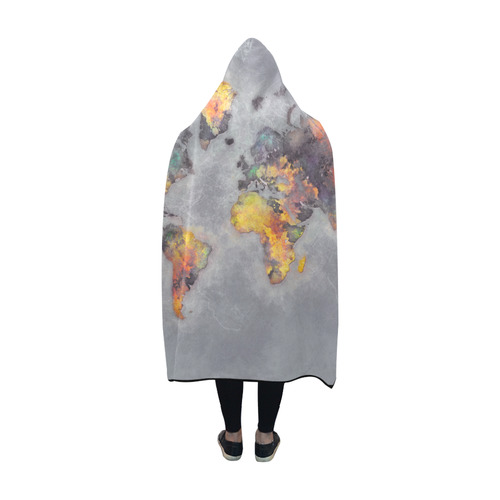 world map grey #map #worldmap Hooded Blanket 60''x50''