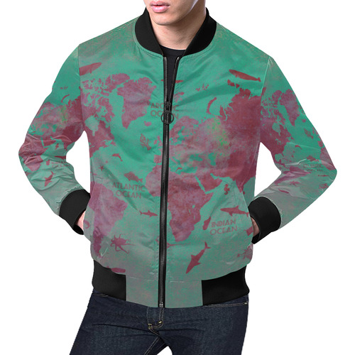 world map #world #map All Over Print Bomber Jacket for Men (Model H19)