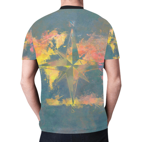 world map wind rose #map #worldmap New All Over Print T-shirt for Men (Model T45)