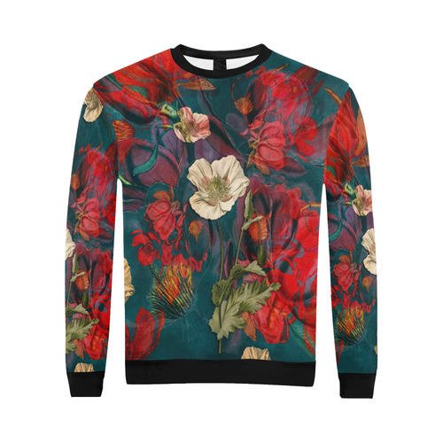 flora 3 All Over Print Crewneck Sweatshirt for Men/Large (Model H18)