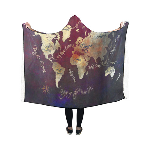 world map Hooded Blanket 50''x40''