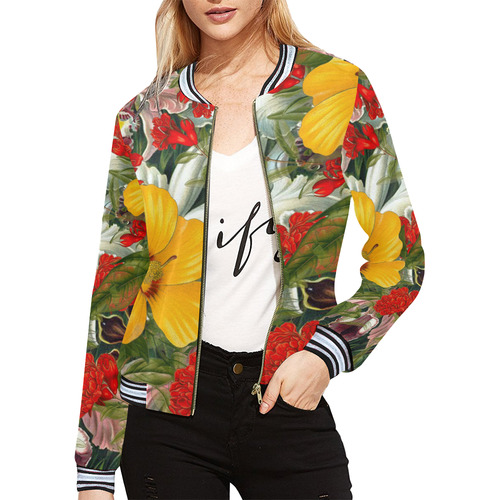 flora 1 All Over Print Bomber Jacket for Women (Model H21)